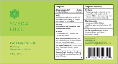 Sveda Luxe Hand Sanitizer Gel With Disc Cap 8 Fl Oz